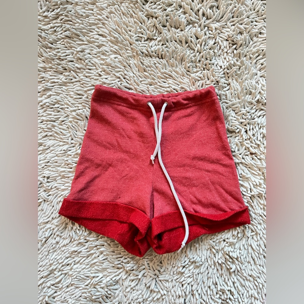 American Apparel - Red High Waisted shorts with drawstring - Size XS